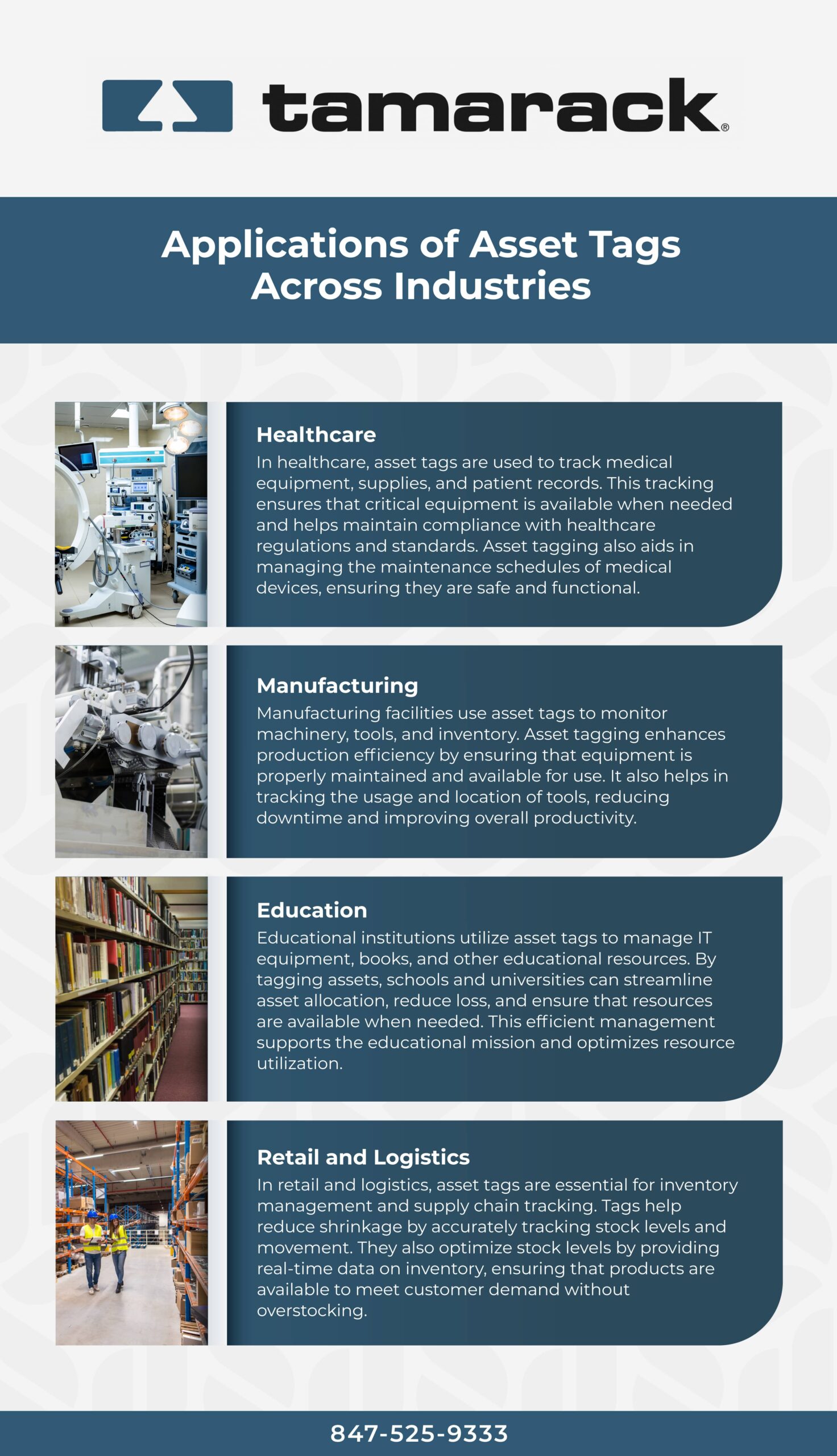 Applications of Asset Tags Across Industries Infographic